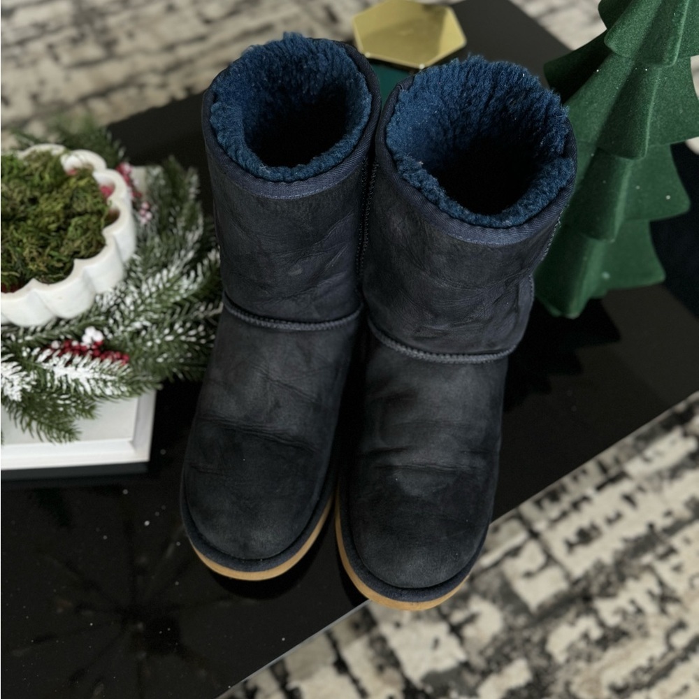 Ugg Classic Short Leather Boots Navy.